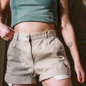 L.L. Bean High Waisted Khaki Shorts